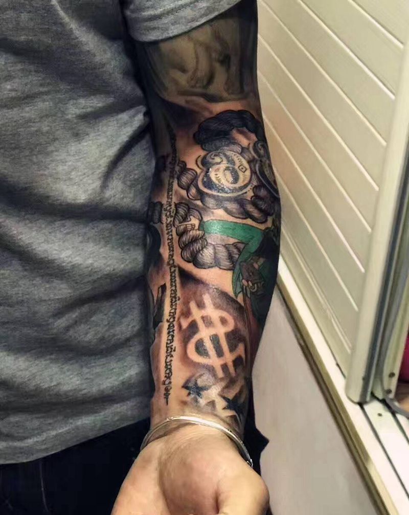 拼接花臂纹身图片