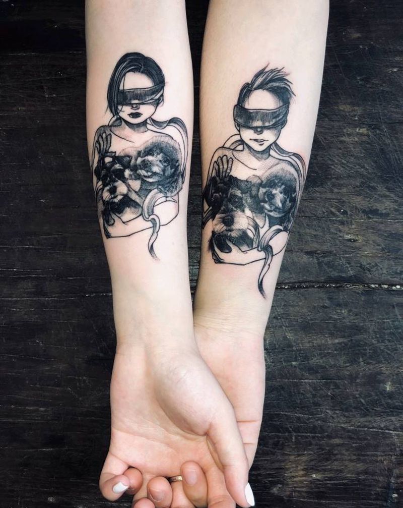 原创情侣小图纹身图片_手部点刺纹身图案