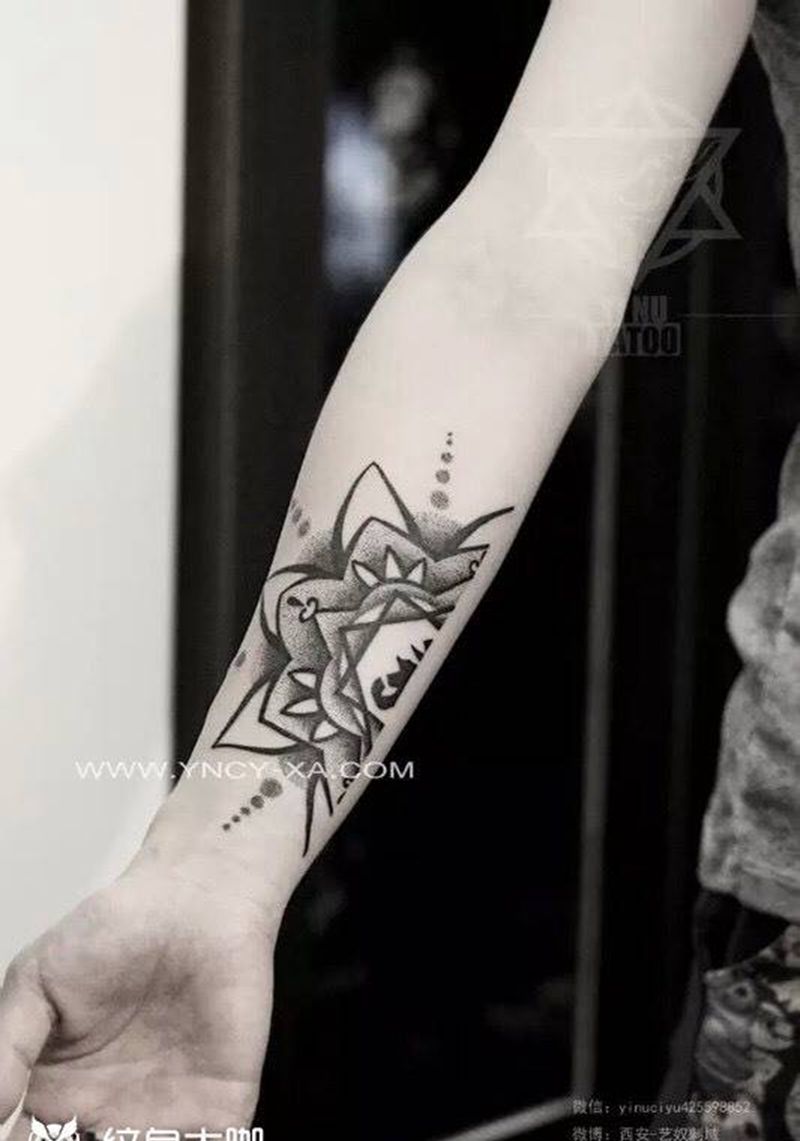 情侣纹身纹身图片_成品手臂情侣点刺纹身图案