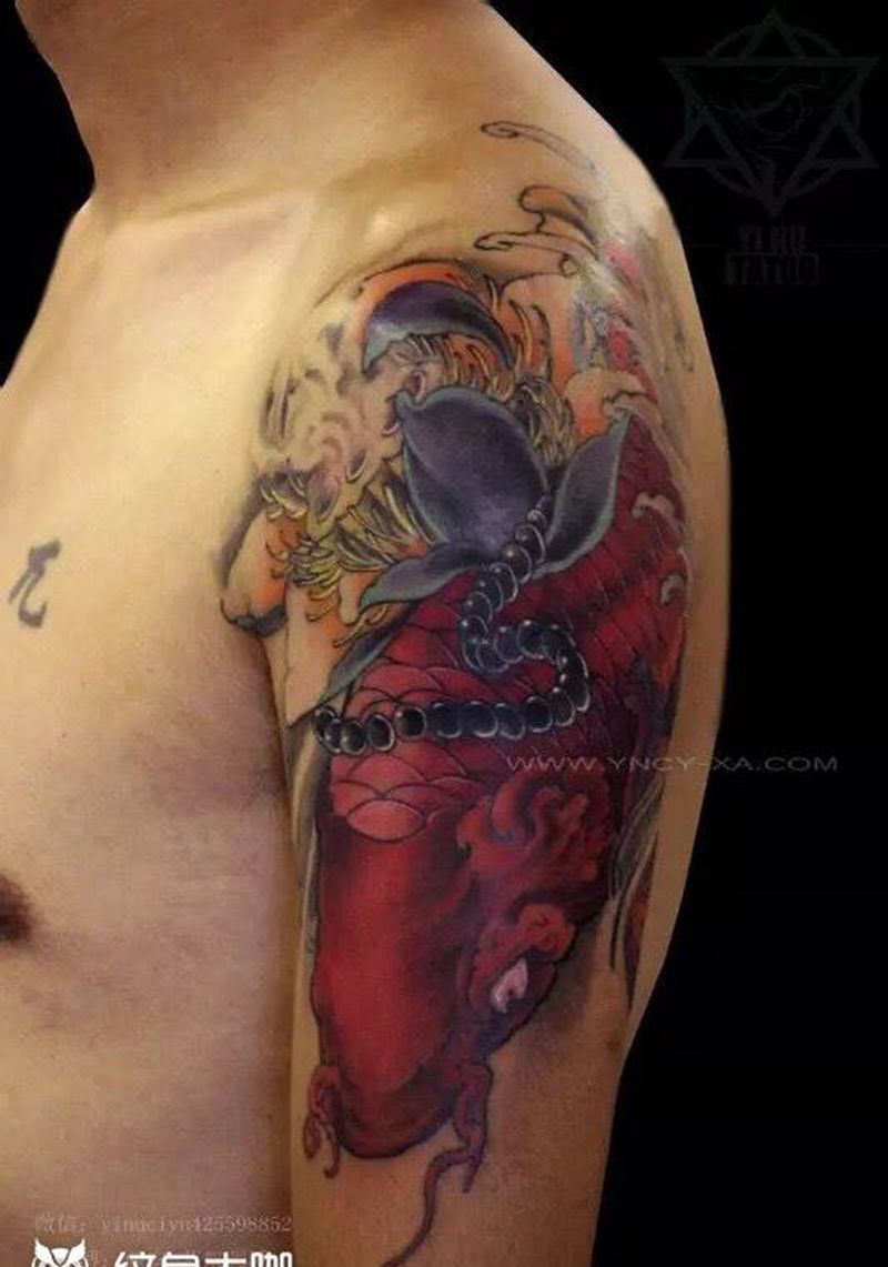 原创锦鲤遮盖纹身图片_成品手臂传统动物纹身图案