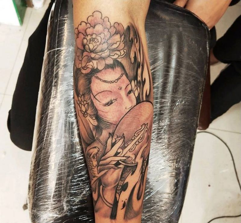 艺伎纹身图片_手部纹身图案