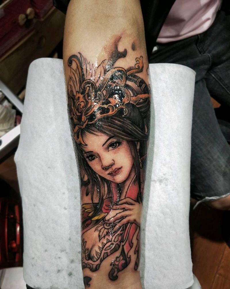 杨家女将纹身图片_传统人物纹身图案