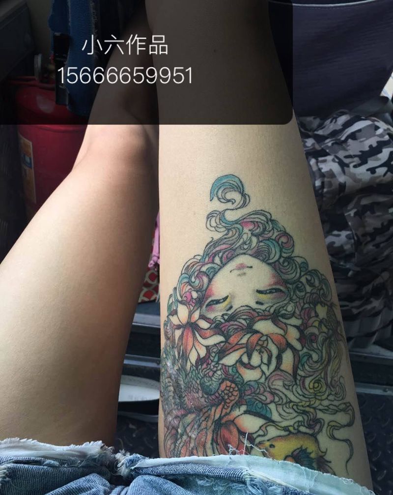 星座美女纹身图片_成品清新纹身图案