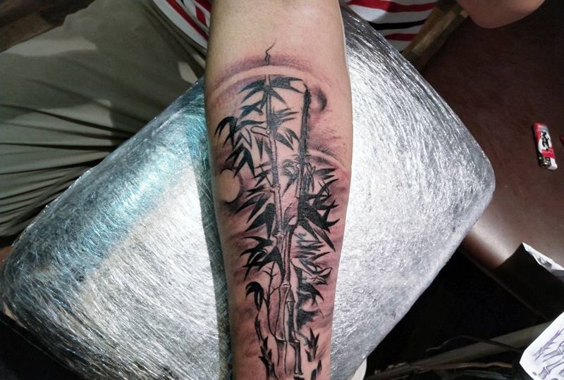 竹纹身图片_手部纹身图案