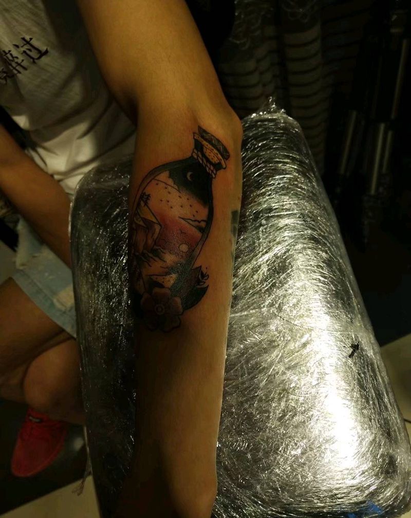 漂流瓶纹身图片