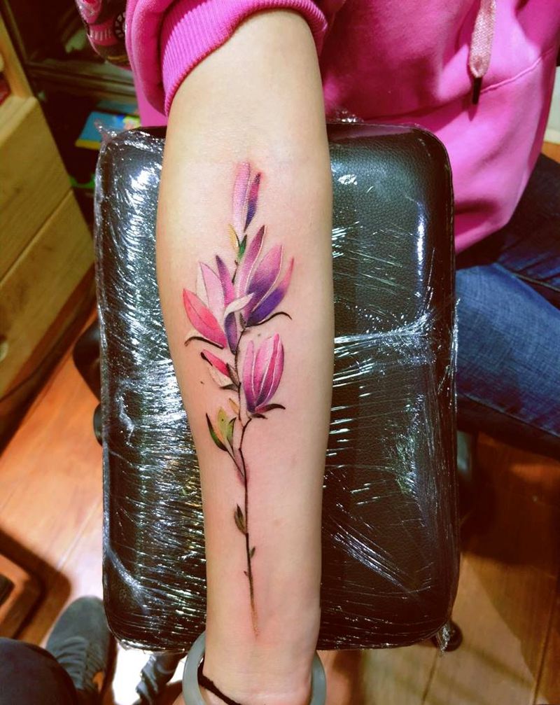 小花花纹身图片_手臂清新植物静物成品纹身图案