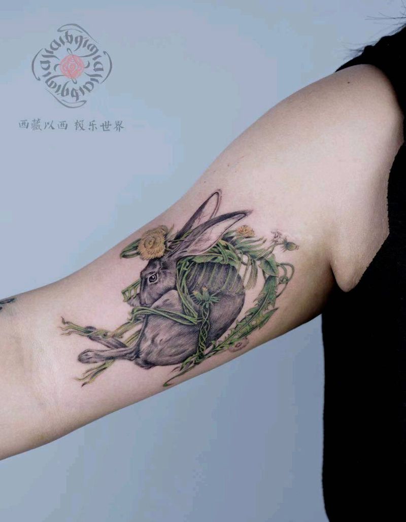 兔子纹身图片_手臂纹身图案