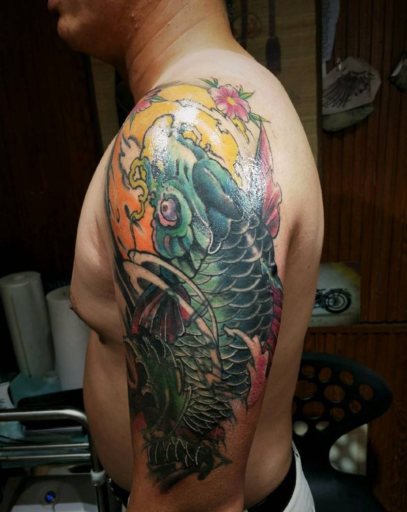 锦鲤  遮盖纹身图片_传统成品纹身图案