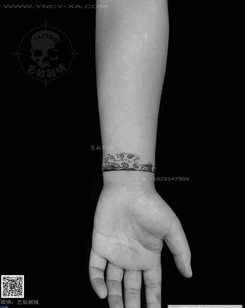 和尚老师设计修改（修改前是一条直线）纹身图片_成品手部传统原创艺奴刺域纹身图案