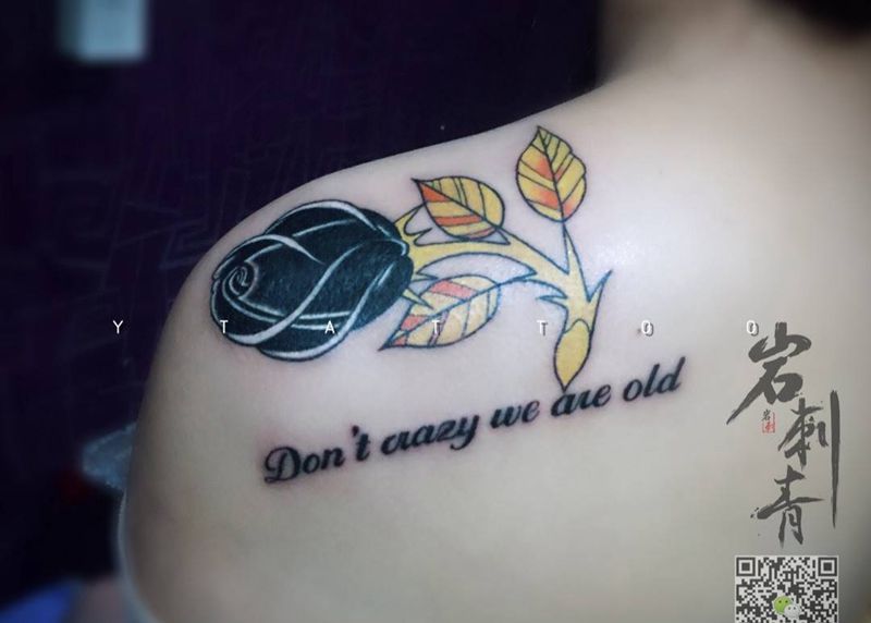 玫瑰纹身图片_植物欧美肩部成品遮盖纹身图案