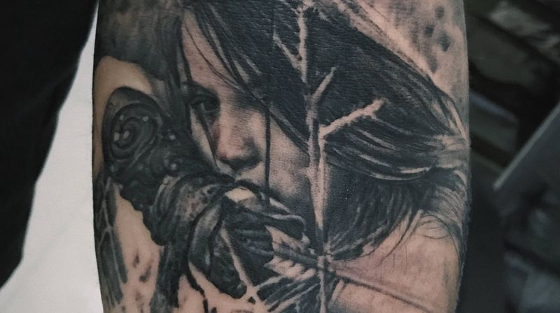 丛林纹身图片_手臂欧美写实纹身图案