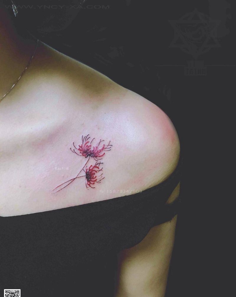 在你心里美好的样子..纹身图片_成品艺奴刺域植物静物清新胸部肩部纹身图案