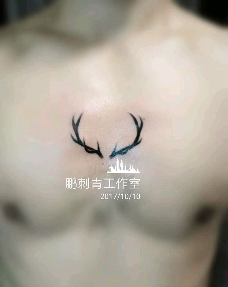 鹿角纹身图片_成品纹身图案