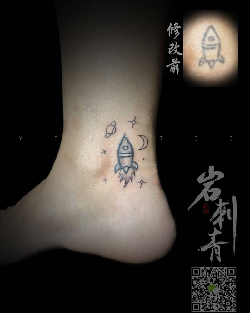 老纹身修改纹身图片_腿部几何纹身图案