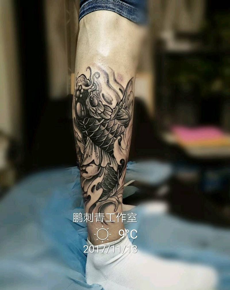 鲤鱼纹身图片_传统纹身图案