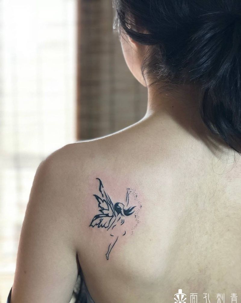 精灵纹身图片_肩部背部图腾精灵纹身图案