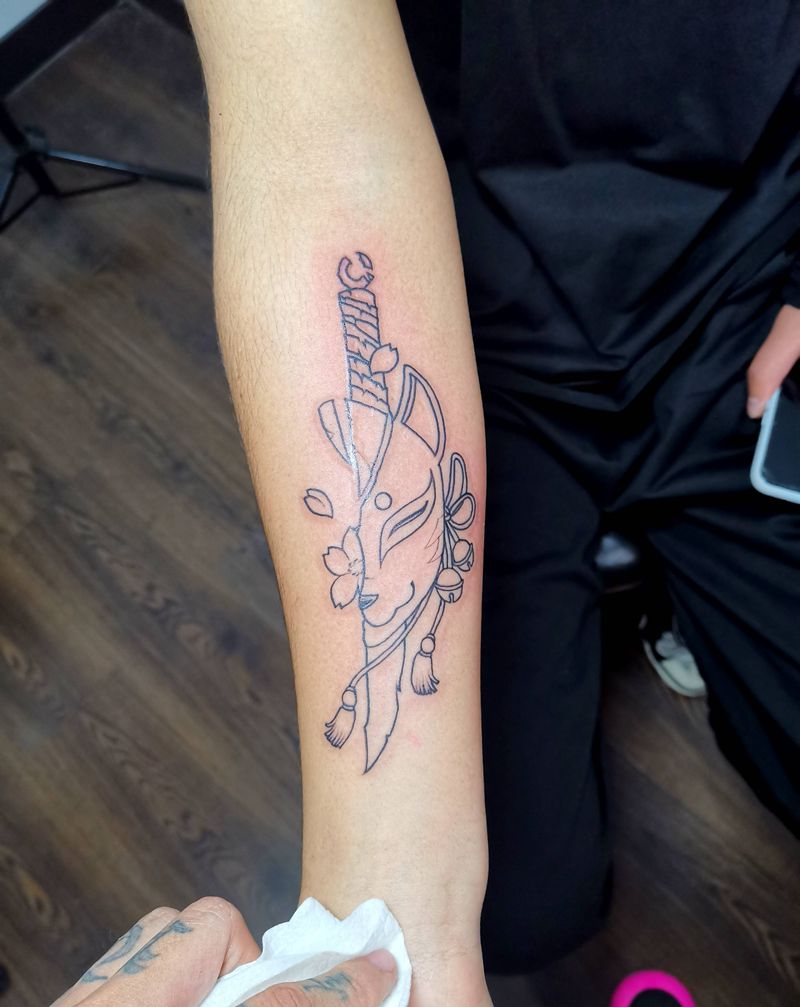 御神面纹身图片_手臂纹身图案