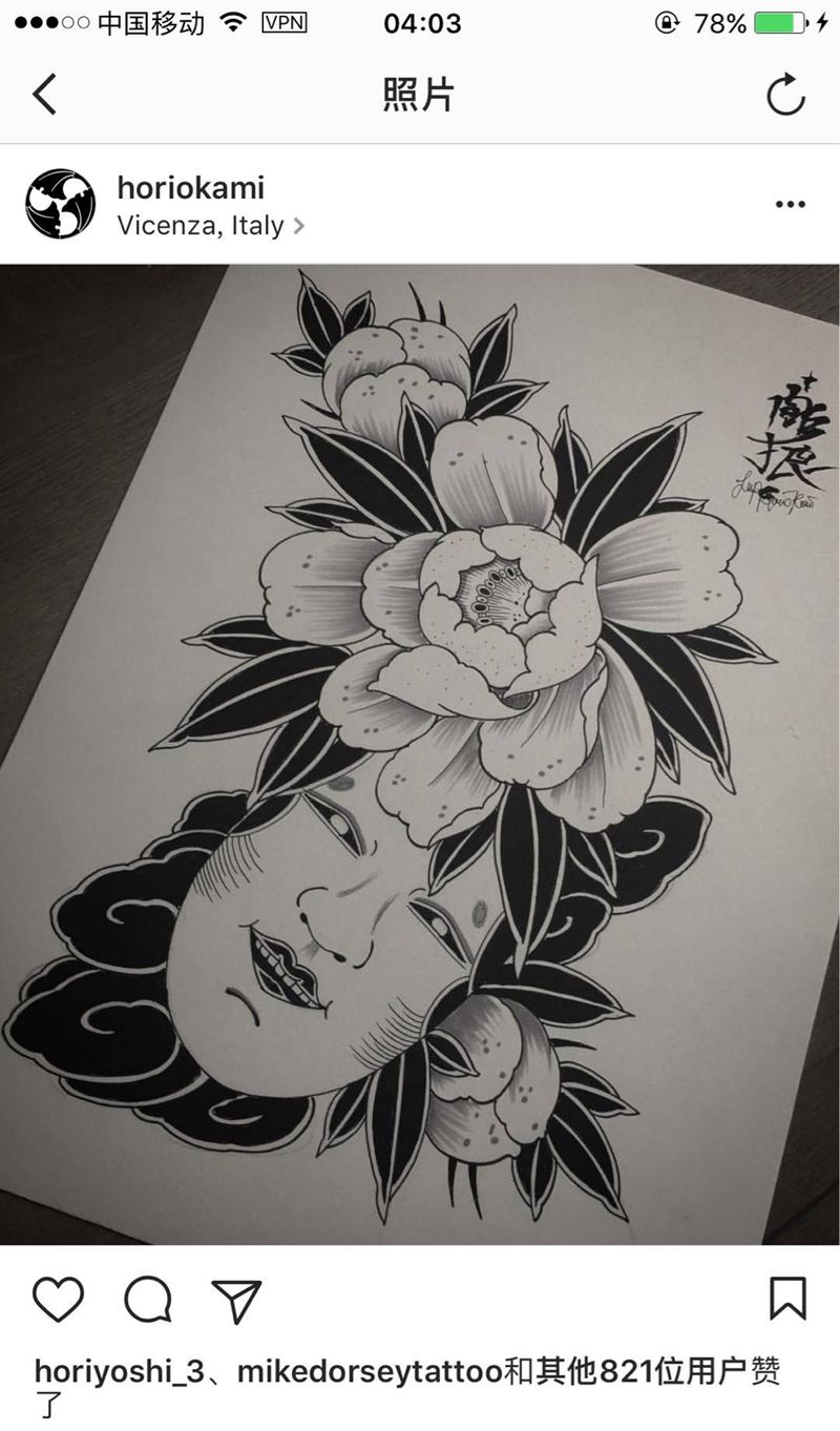 暗黑风格传统手稿纹身图片