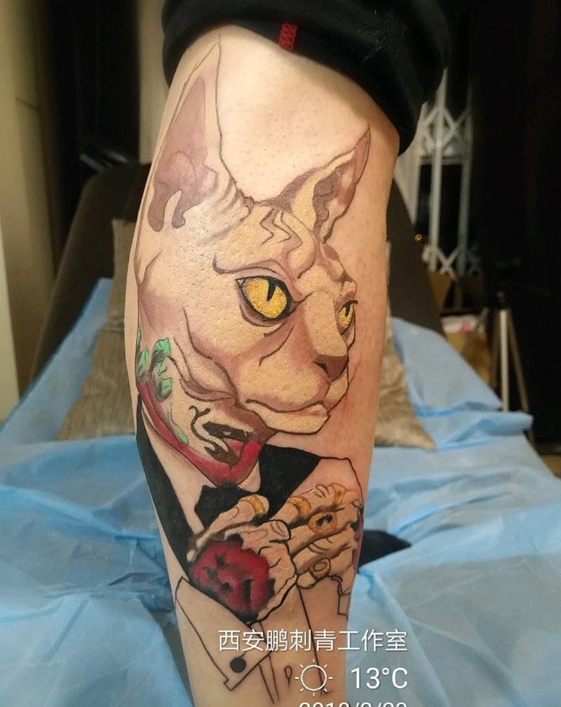 猫纹身图片_插画纹身图案