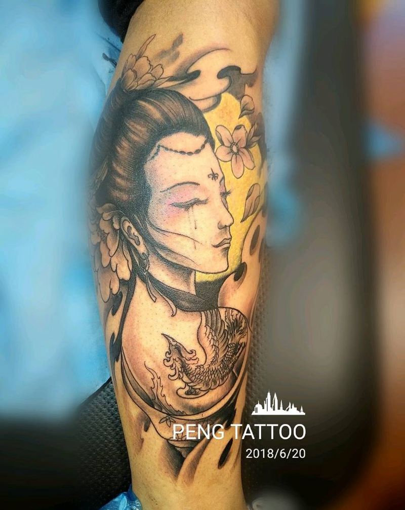 艺妓纹身图片_新传统纹身图案