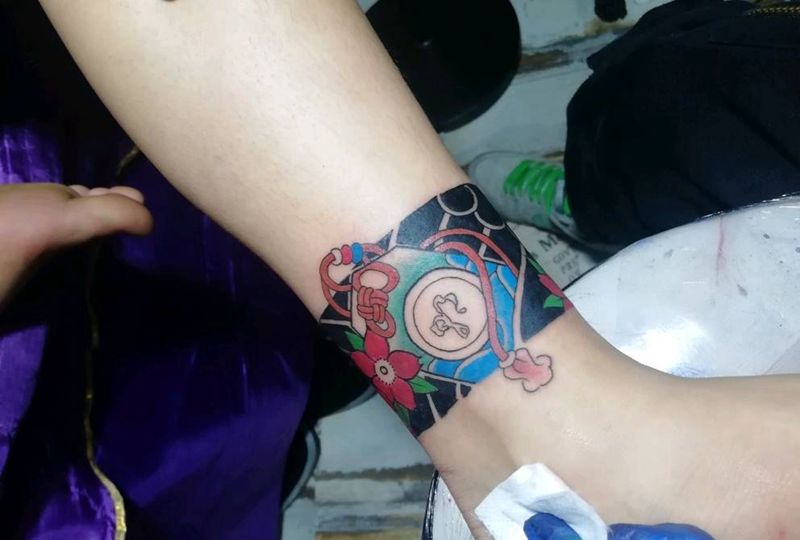 腿环未完成纹身图片_腿部纹身图案