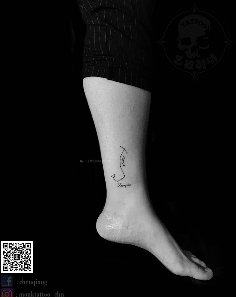 星座纹身纹身图片_腿部纹身图案