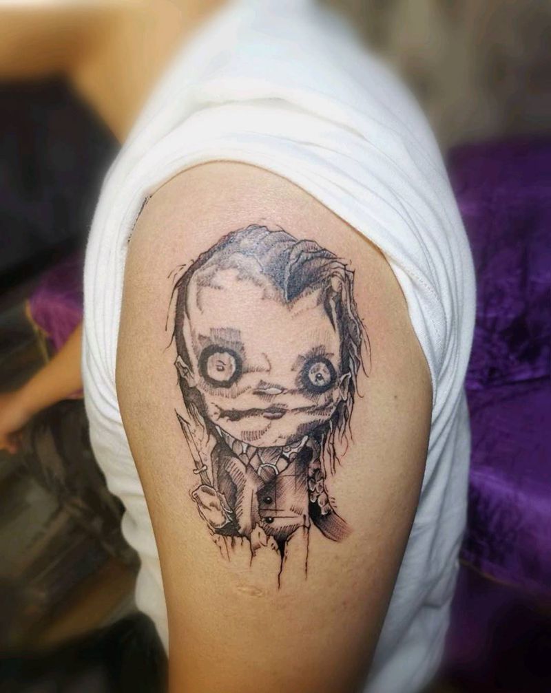 小丑纹身图片_肩部纹身图案