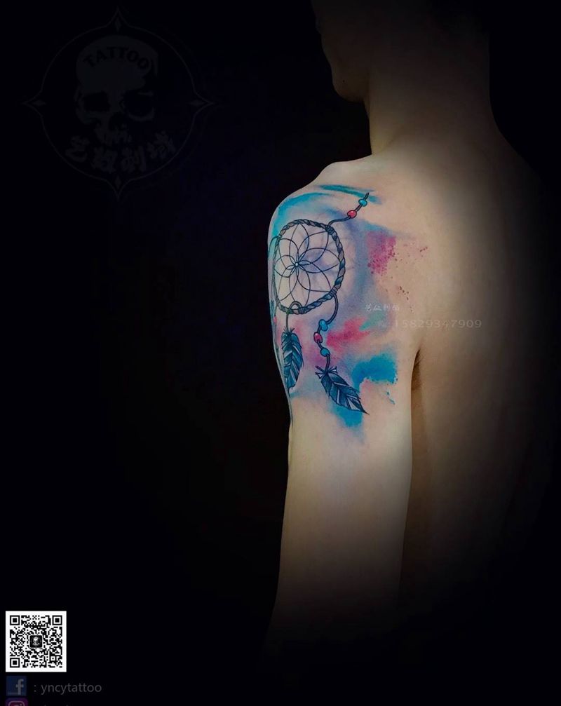 原创捕梦网纹身纹身图片_手臂水彩原创艺奴刺域纹身图案