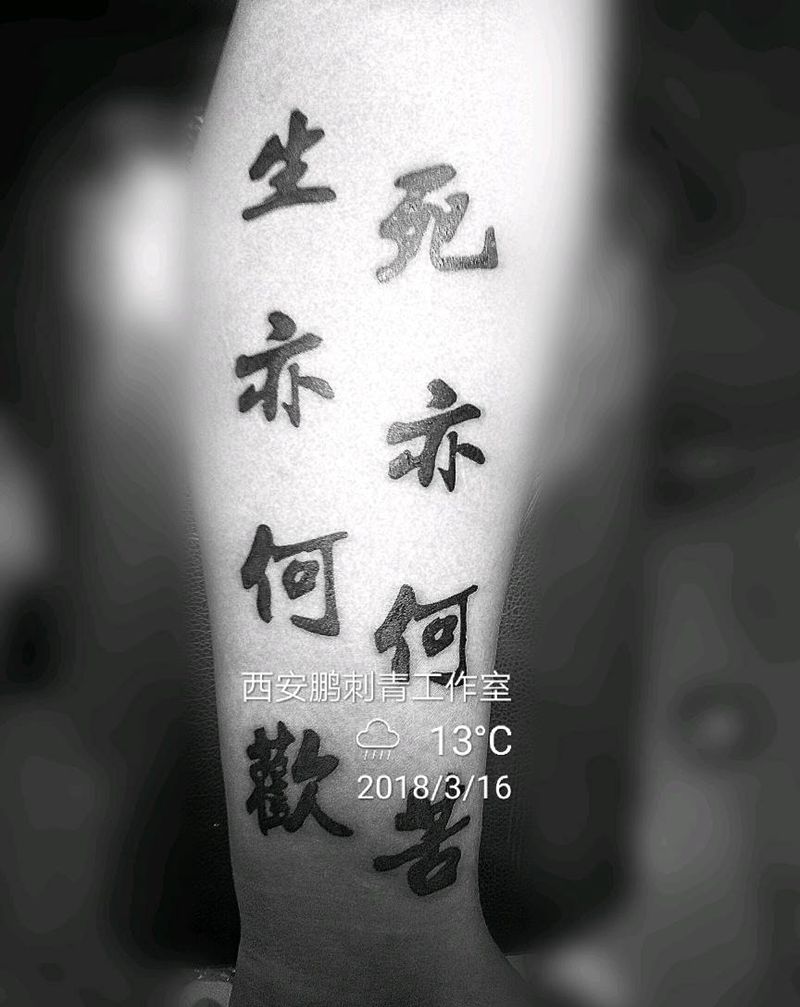 生亦何欢，死亦何苦纹身图片_字符纹身图案