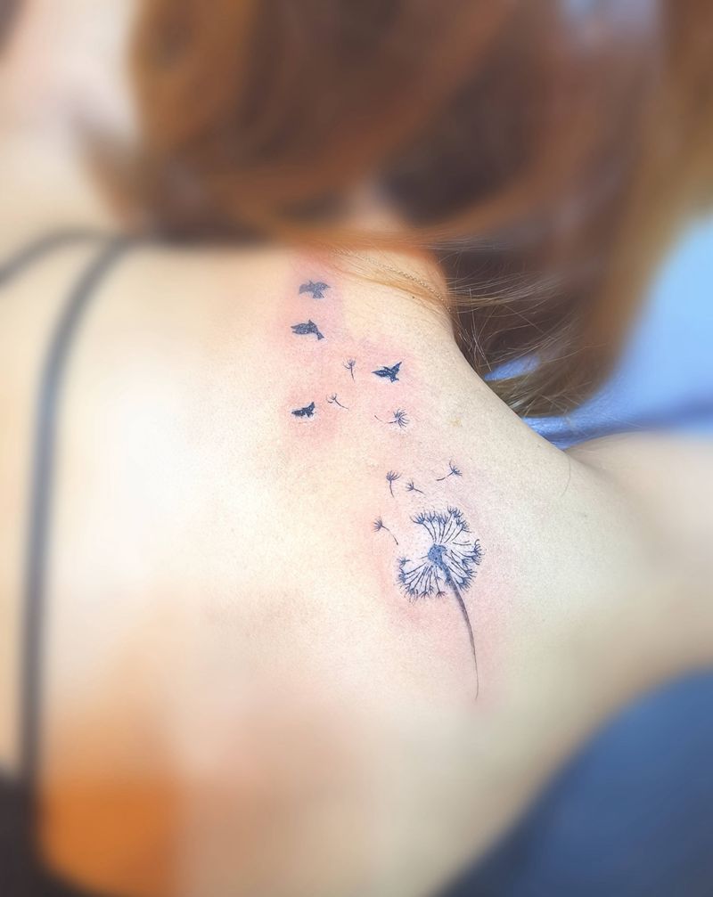 蒲公英纹身图片_肩部纹身图案