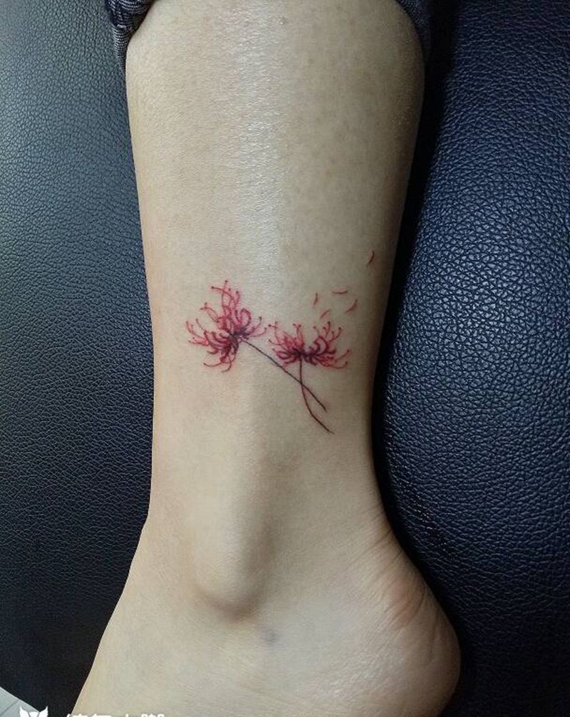 小清新纹身作品纹身图片_腿部习俗清新植物原创成品纹身图案