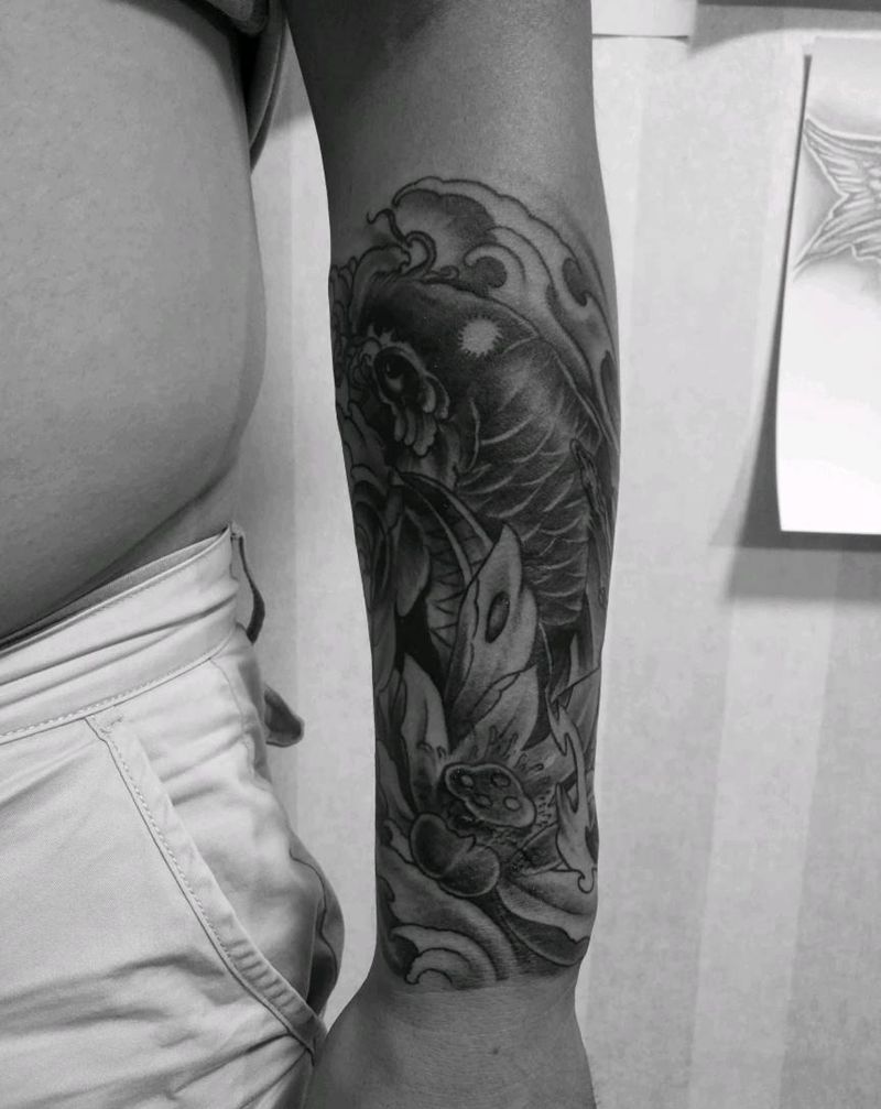 锦鲤纹身图片_新传统纹身图案