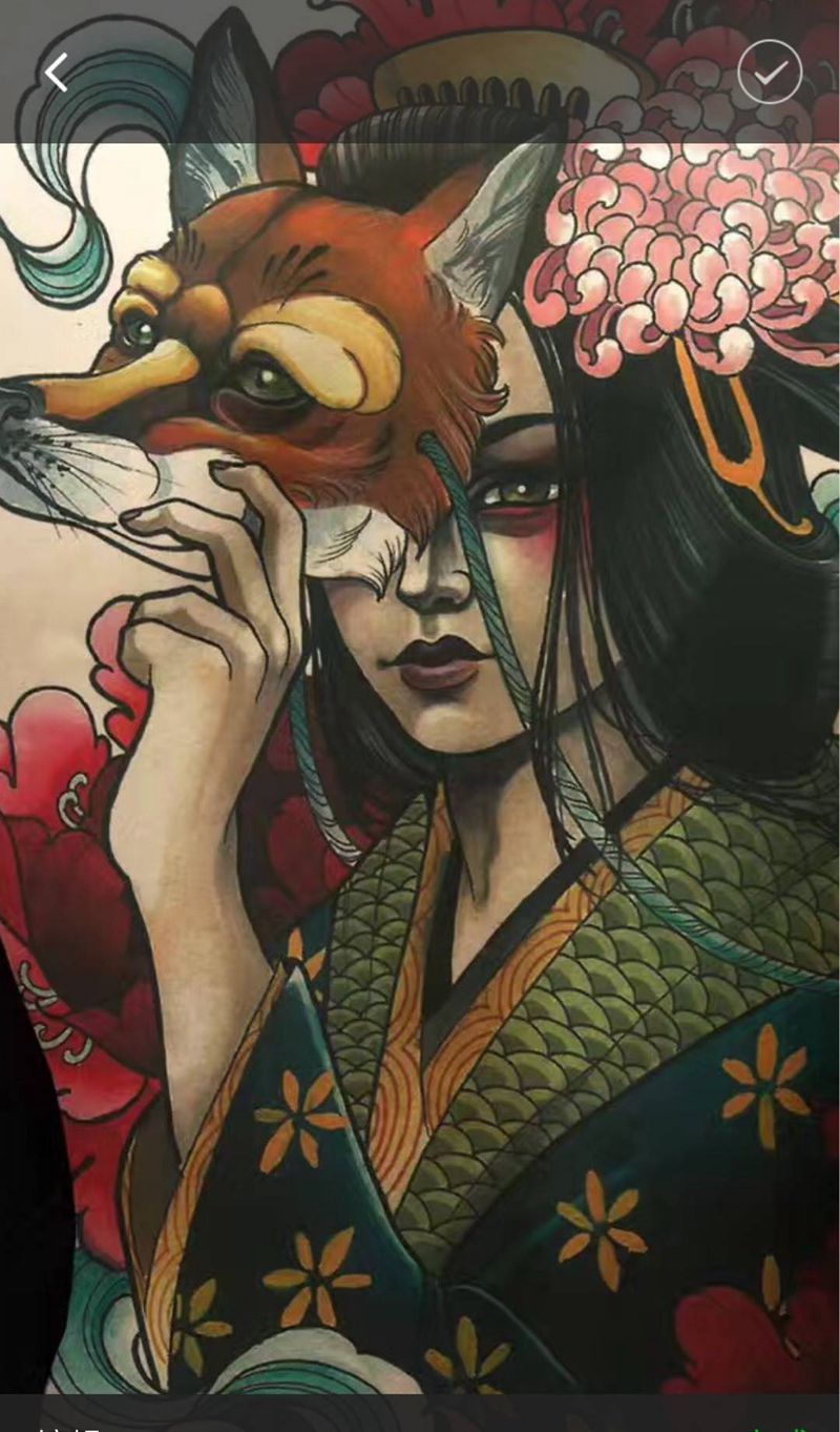 满背找模特纹身图片