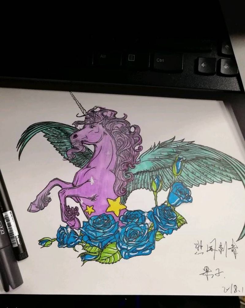 原创梦幻独角兽纹身图片