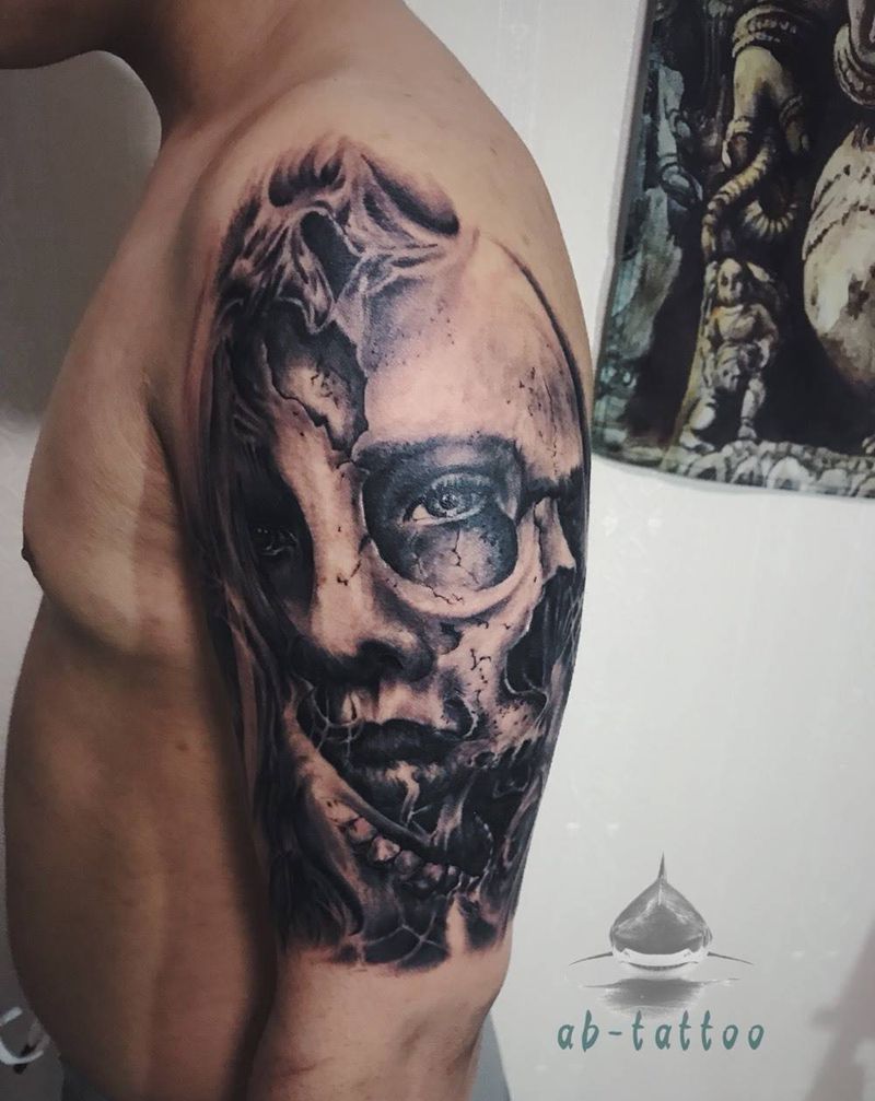 花臂第一回纹身图片