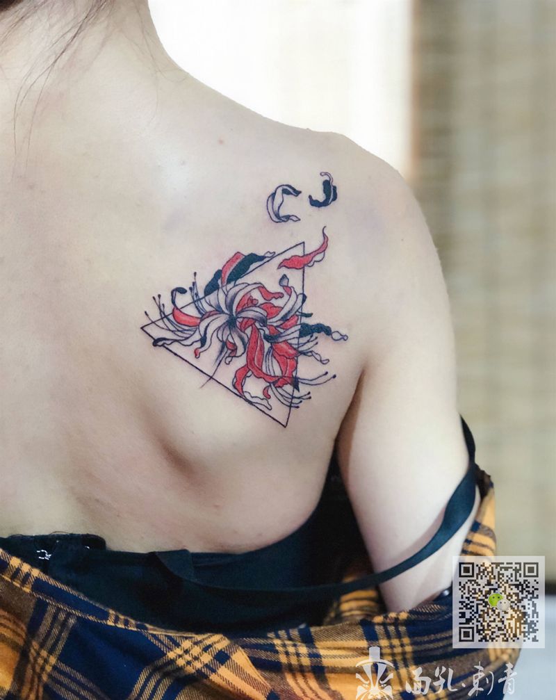 彼岸纹身图片_肩部图腾新传统纹身图案