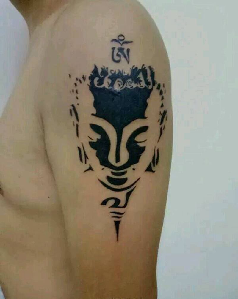 图腾佛头纹身图片_手臂习俗图腾原创成品纹身图案