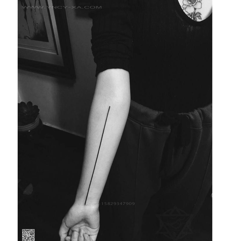 直线纹身图片_艺奴刺域成品手臂纹身图案