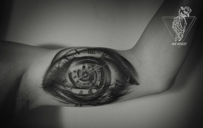 时间之眼纹身图片_成品手臂手部欧美写实几何人物静物图腾鬼神纹身图案