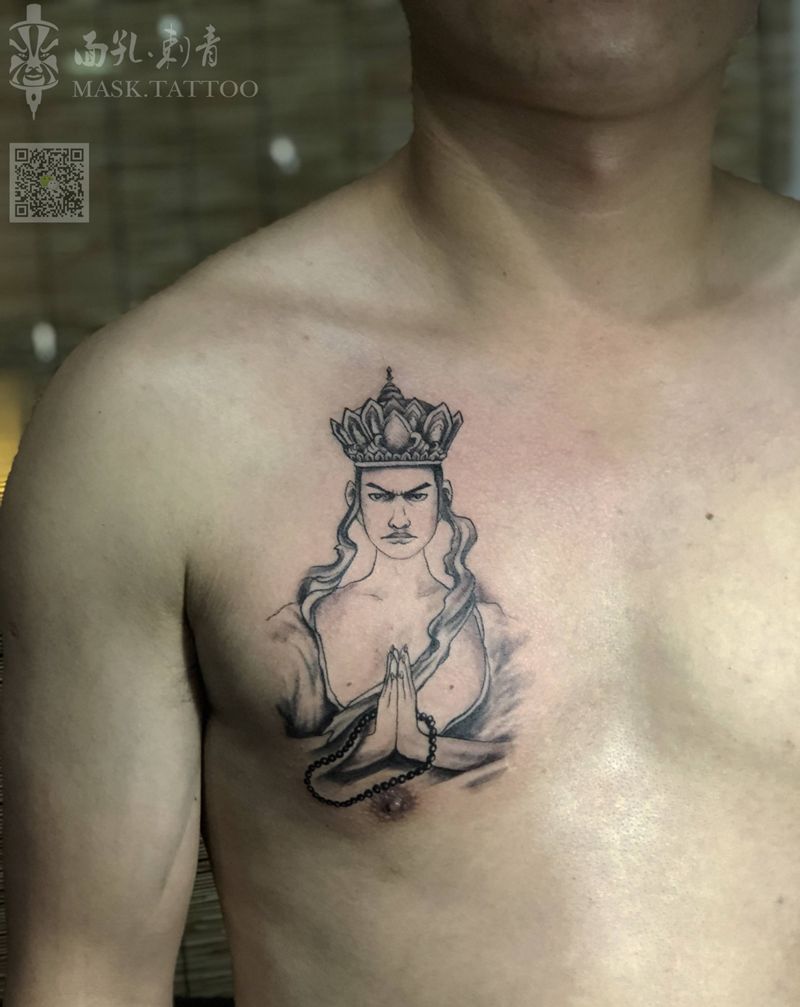 无纹身图片_胸部欧美写实纹身图案