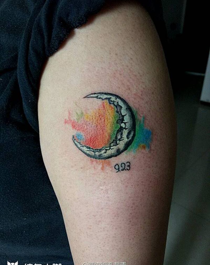 月球纹身图片_手臂习俗清新原创成品纹身图案