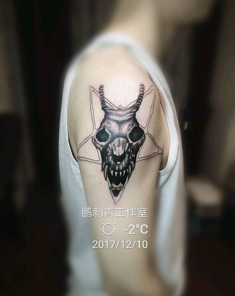 羊兽纹身图片_原创纹身图案