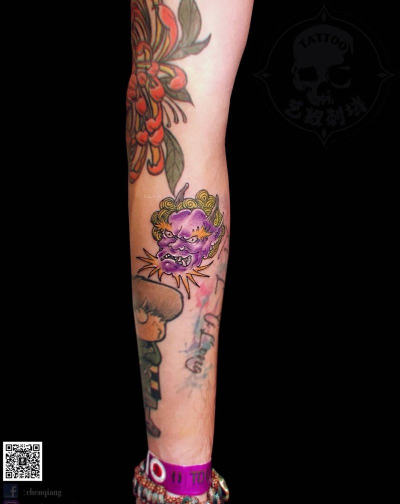 小鬼纹身图片_手臂新传统艺奴刺域原创纹身图案