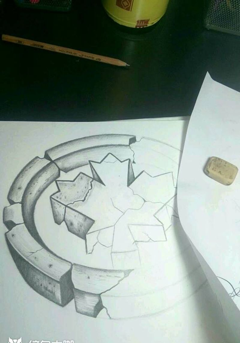 石雕枫叶。。。手稿纹身图片_手稿纹身图案