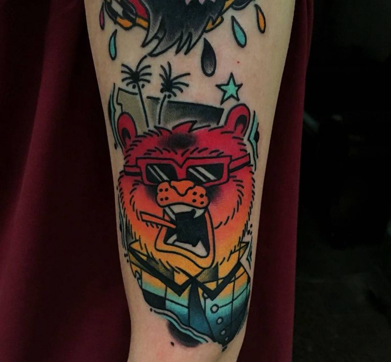 new school纹身图片_手臂清新欧美习俗动物纹身图案