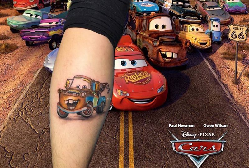 赛车纹身图片_成品腿部艺奴刺域欧美纹身图案