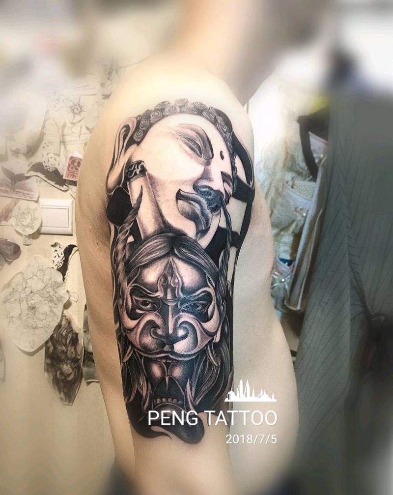 佛与魔纹身图片_传统纹身图案