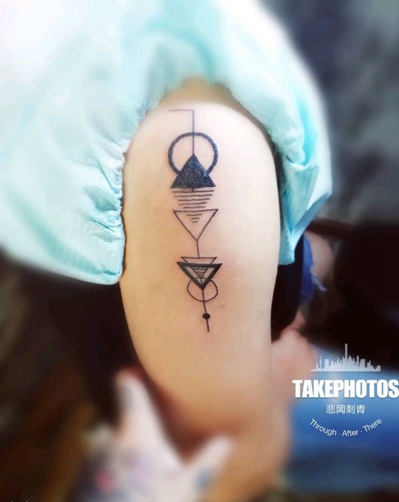 几何遮盖纹身图片