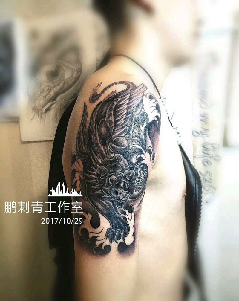 貔貅纹身图片_传统纹身图案