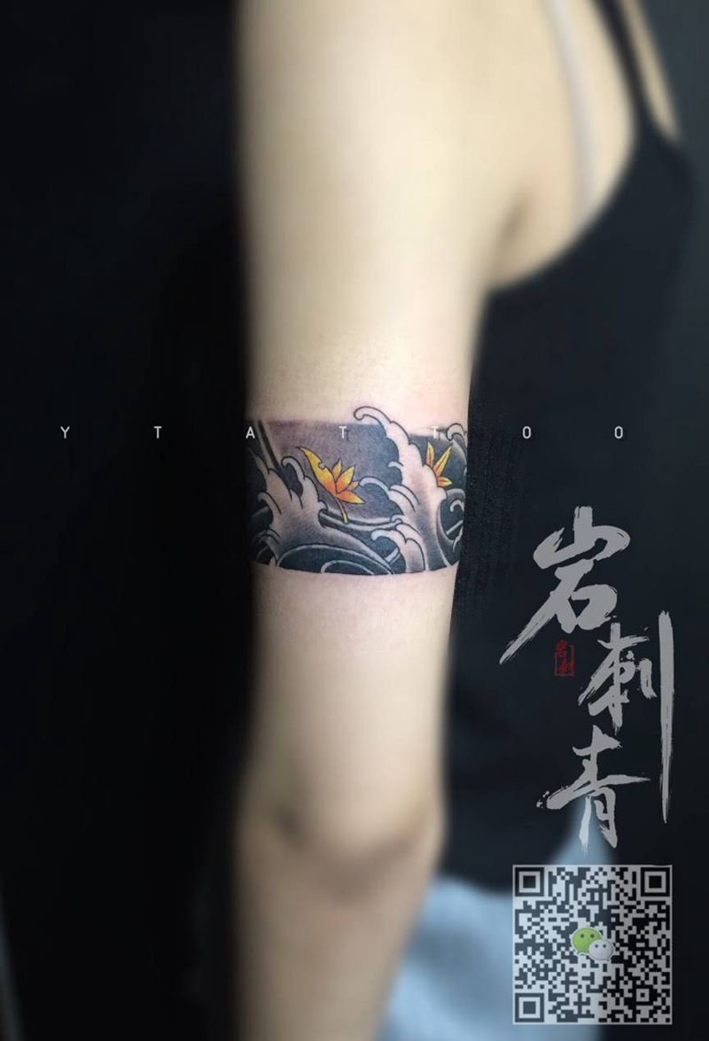 传统臂环纹身图片_成品手臂传统遮盖纹身图案